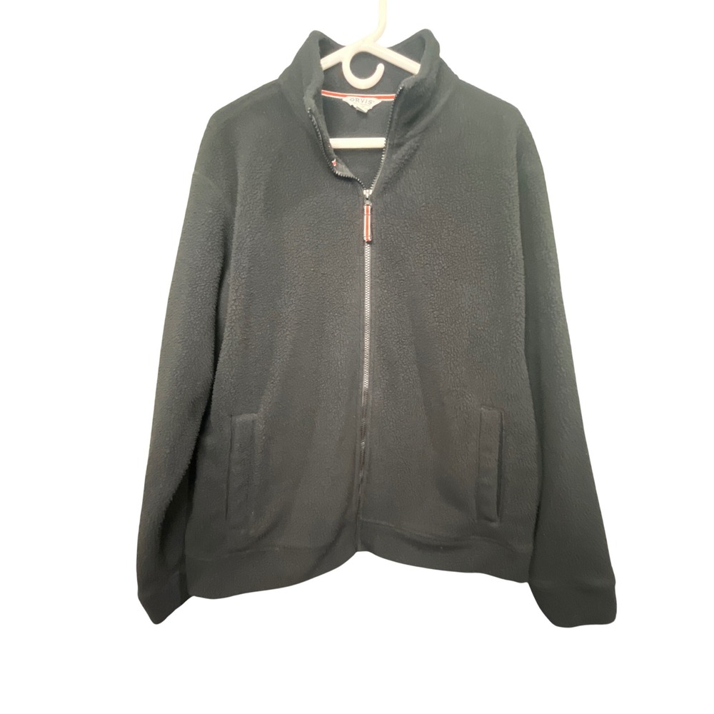 Orvis Mens Classic Collection Full Zip Sherpa Fleece Jacket Black Medium Logo - Picture 2 of 11